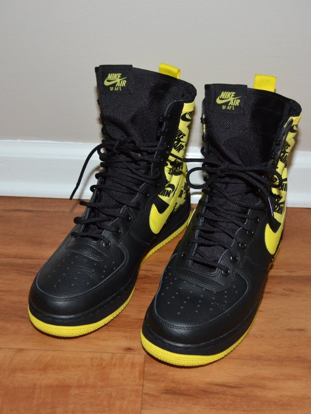 Nike SF Air Force 1 High Black Dynamic Yellow 11.5M AR1955-001 Sneaker Shoes